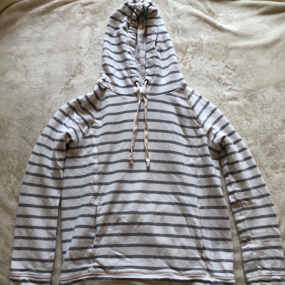JCREW Grey and White Striped Hoodie